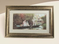 Image 2 of Going Home by Henry Woods (b 1846) Vintage Art Print, Framed, Family in Punt River Boat