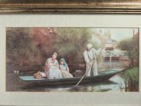 Image 5 of Going Home by Henry Woods (b 1846) Vintage Art Print, Framed, Family in Punt River Boat