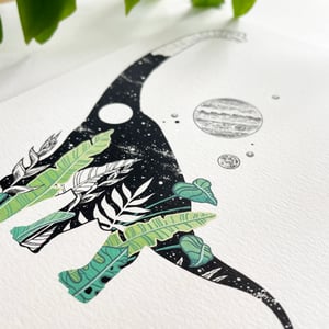 Image of Botanical Brachiosaurus, hand-embellished fine art print