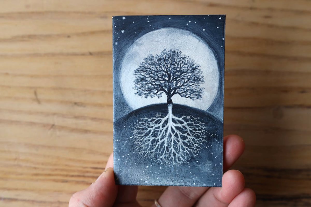 'Moonlight Branching' Pocket Painting 