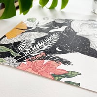 Image 3 of Botanical Tyrannosaurus, hand-embellished fine art print