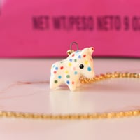 Image 1 of White Circus Cookie Horse Necklace