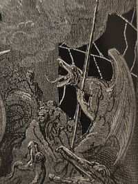 Image 2 of  "Satan In Hell " vintage Gustave Dore page with preserved spider web