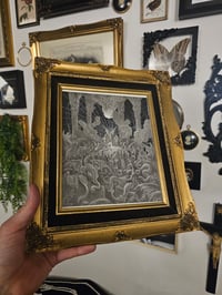 Image 1 of  "Satan In Hell " vintage Gustave Dore page with preserved spider web