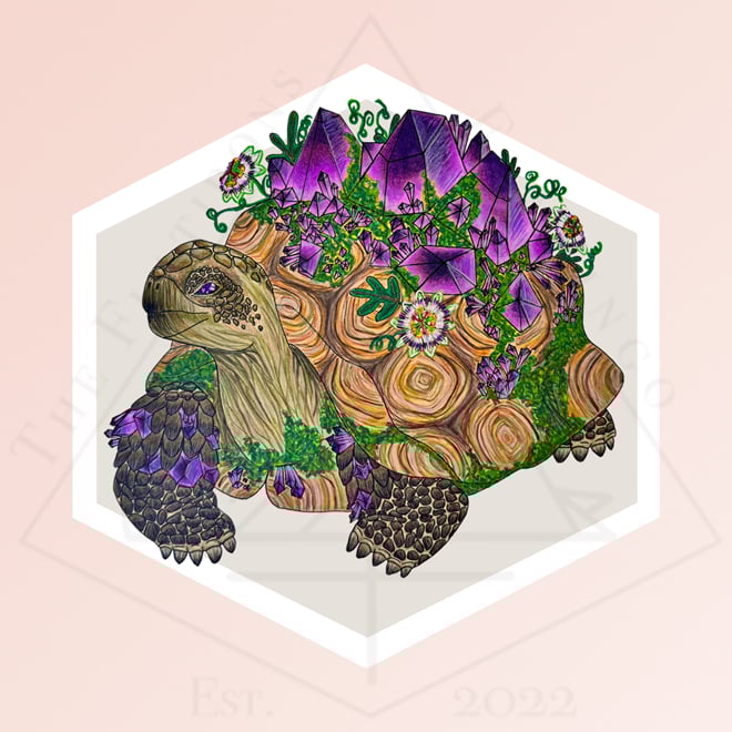 Image of Tortoise and Amethysts - Magnet Deluxe Bookmark