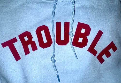 Image of NEW TROUBLE HOODIE Baby Blue Unisex 🩵❤️