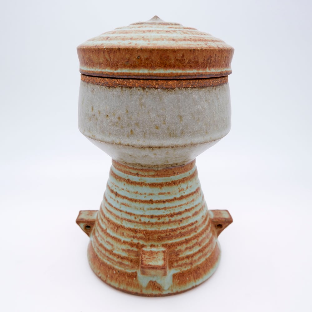 Image of Pedestal Jar (green+satin)