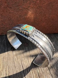 Image 3 of WL&A Handmade Ingot Old Style Royston Turquoise Cuff - Size 7" to 7.25 Wrist