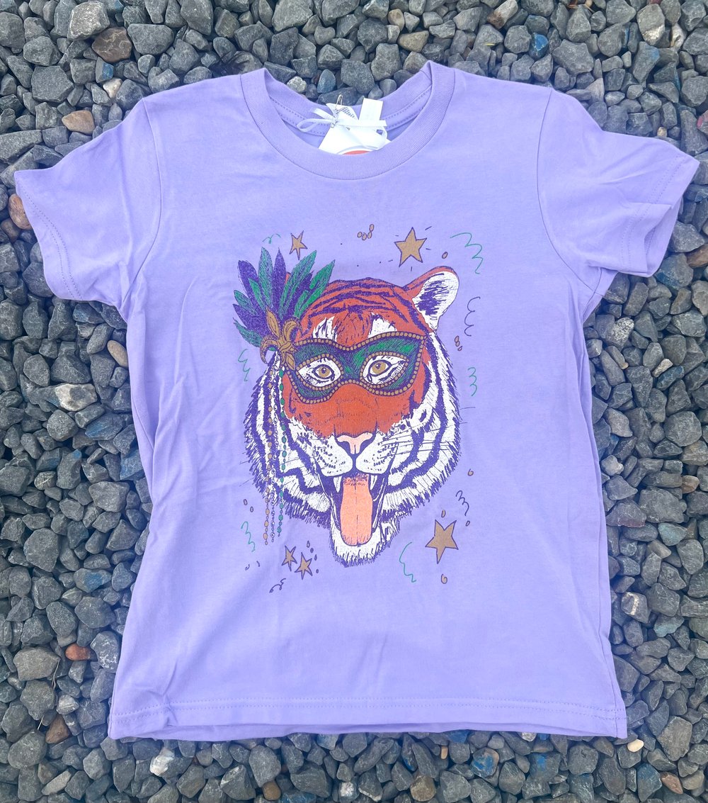 Image of Youth Mardi Gras Tiger Short Sleeve Tee