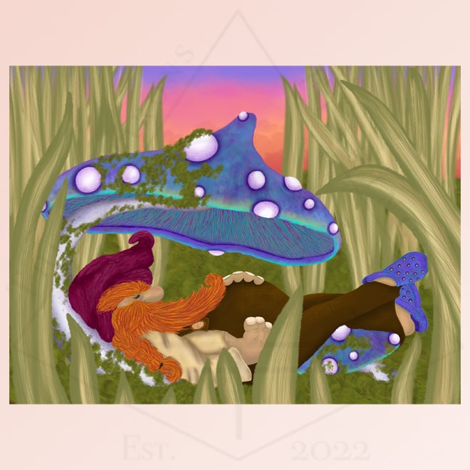 Image of Sleeping Gnome - Art Print 11x8 Framed