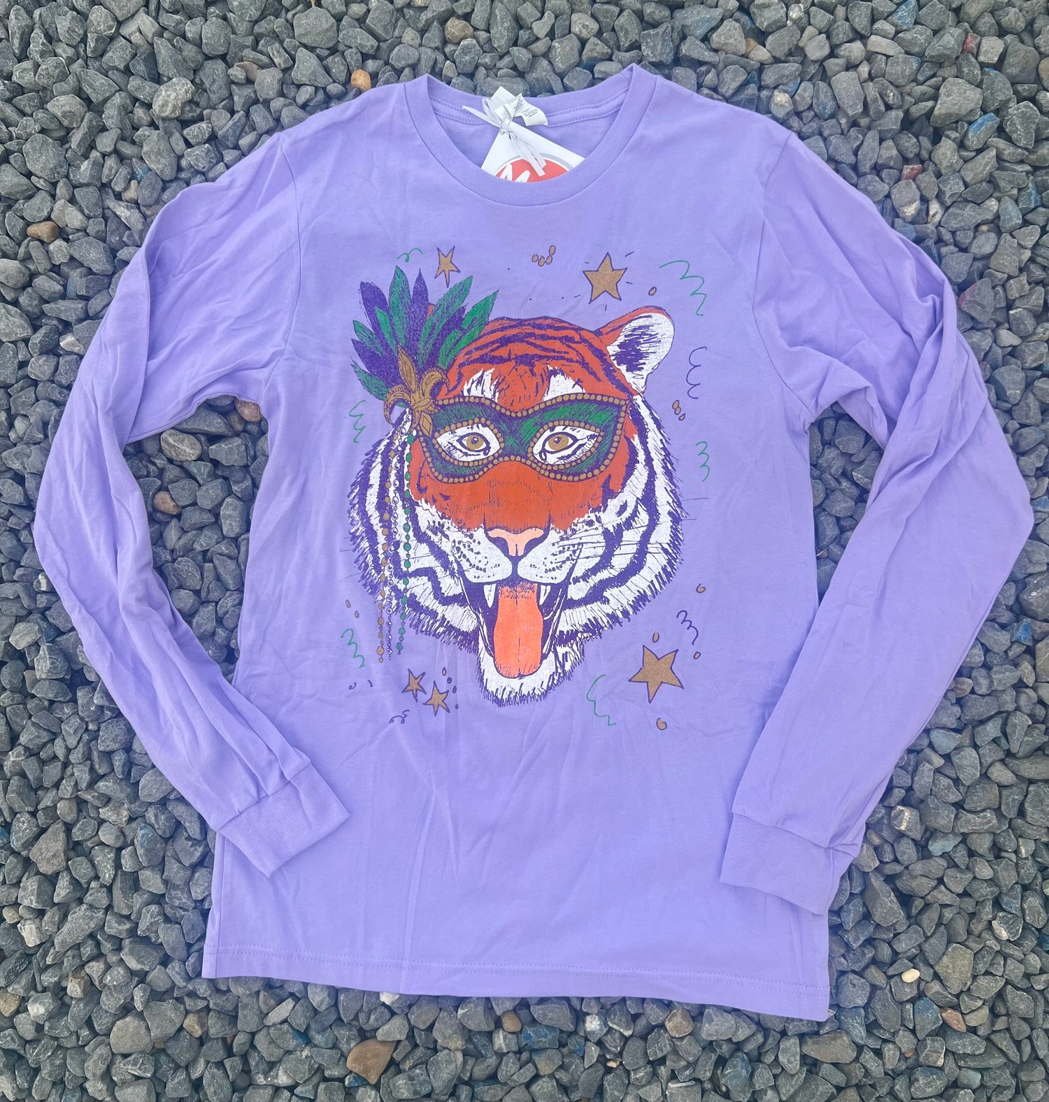 Image of Adult Mardi Gras Tiger Long Sleeve Tee