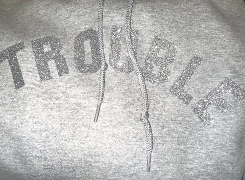 Image of NEW Trouble Hoodie Gray and Silver 🩶🕸️