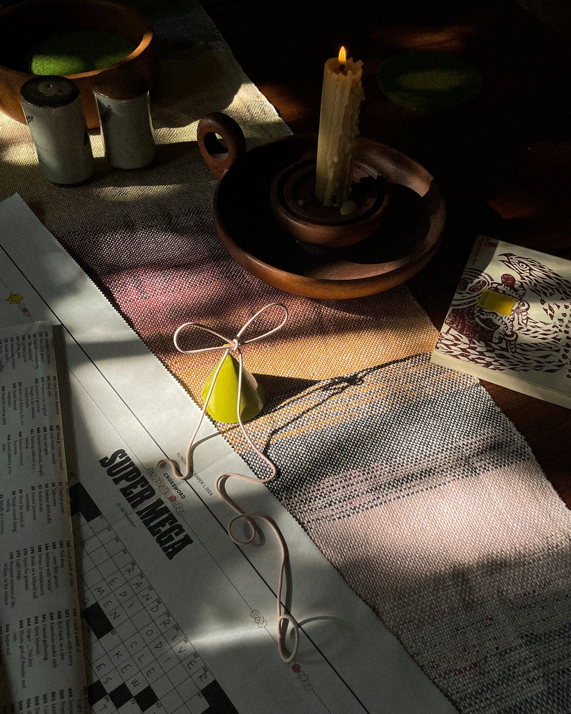 Image of Candle Snuffer in Olive and Shell Pink #2