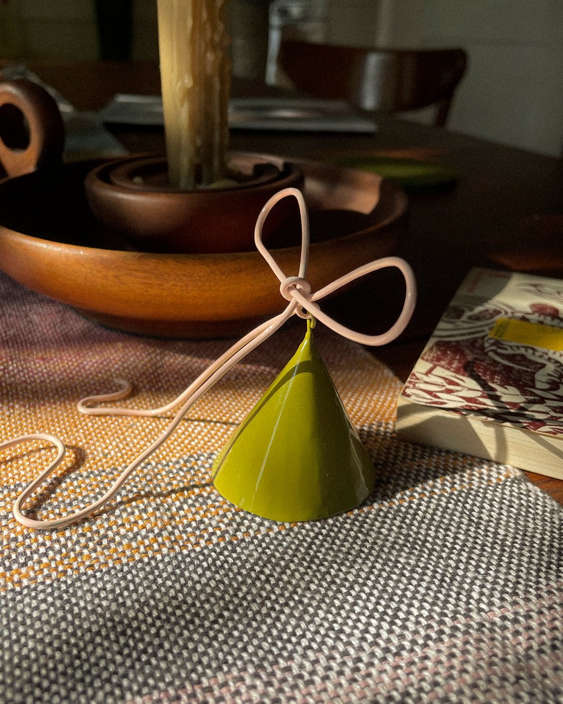 Image of Candle Snuffer in Olive and Shell Pink #2