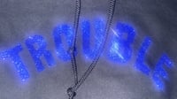 Image 2 of NEW Trouble Hoodie 🖤💙Black and Dark Blue Glitter