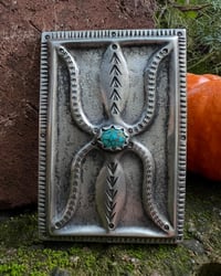 Image 3 of WL&A Handmade Heavy Ingot Royston Turquoise Spider Belt Buckle - Size 3" x 2in - 170 Grams 