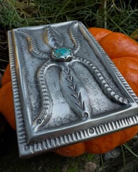 Image 5 of WL&A Handmade Heavy Ingot Royston Turquoise Spider Belt Buckle - Size 3" x 2in - 170 Grams 