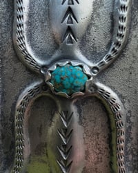 Image 6 of WL&A Handmade Heavy Ingot Royston Turquoise Spider Belt Buckle - Size 3" x 2in - 170 Grams 