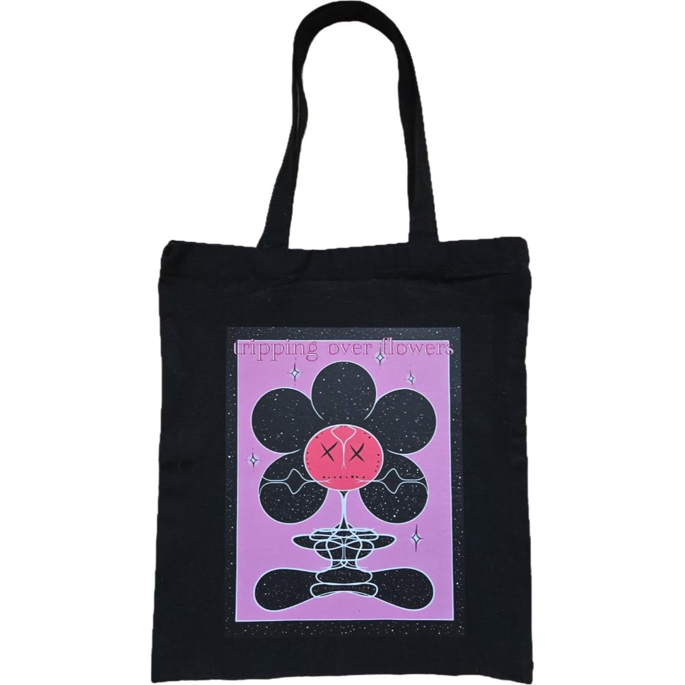 Image of Tripping over flowers tote bag