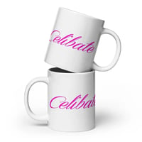 Image 3 of CELIBATE Pink White Glossy Ceramic Mug 