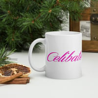 Image 4 of CELIBATE Pink White Glossy Ceramic Mug 