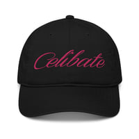 Image 2 of CELIBATE Embroidered Pink Logo Organic Cotton Dad Hat (Unisex)