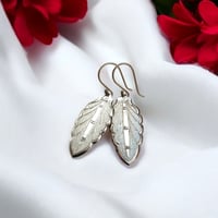 Image 1 of Vintage Sterling Silver Leaf spoon Handle Earrings