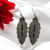 Image 2 of Vintage Sterling Silver Leaf spoon Handle Earrings