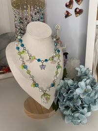 Image 5 of Butterfly fairycore choker beaded layered necklaces; pink butterfly necklace, blue butterfly necklac