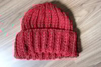 Image 3 of Unisex hand knit chunky ribbed beanies hat (acrylic, or recycled alpaca blend)