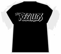 Ladies Fit B & W REZILLOS logo, Capped Sleeve T-Shirt