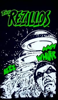 Image 1 of The Classic REZILLOS Flying Saucer Attack T- Shirt , lurid green & white on black.