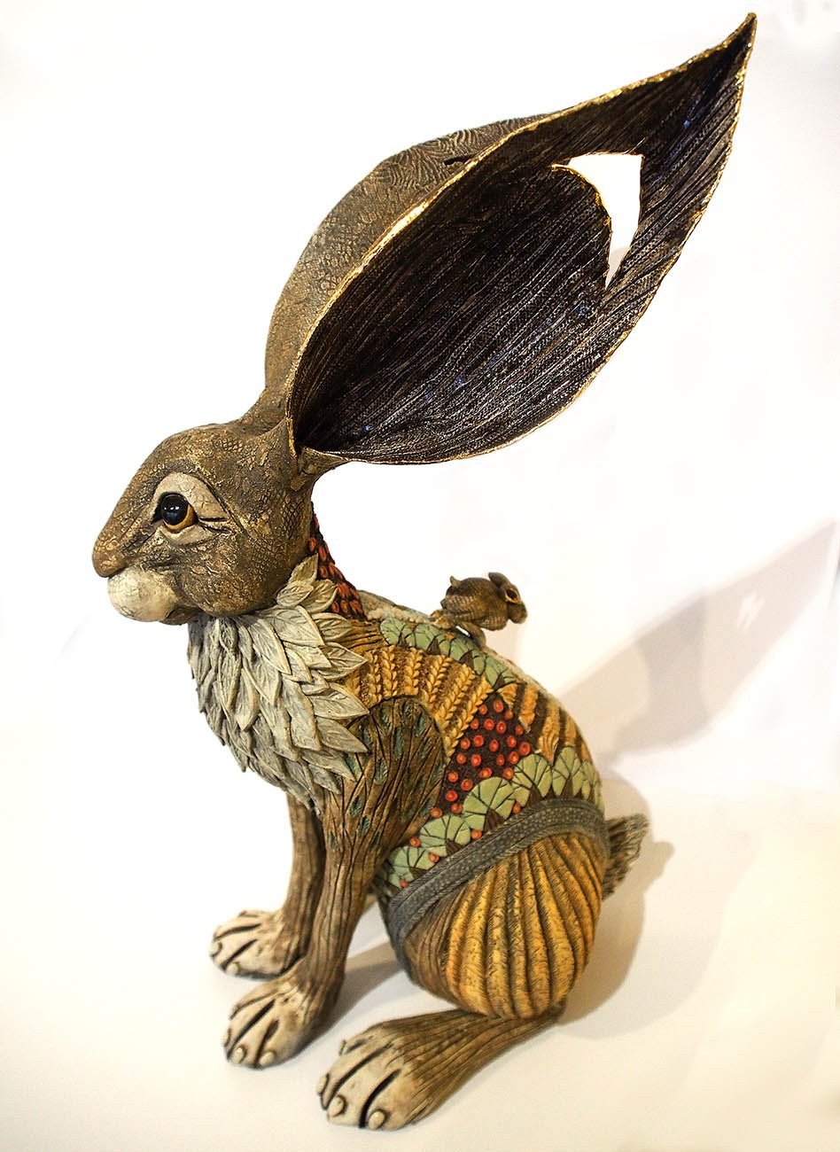 Image of Gin Durham - 'Part Of The Landscape' - Ceramic Hare Sculpture