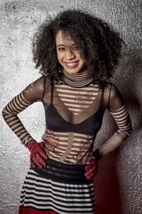 Image 1 of T-SHIRT OLIVIA BLACK WITH HIGHT NECK