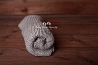 Image 6 of Knitted wrap pillow and bonnet hats light grey