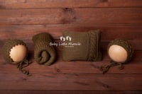 Image 1 of Knitted pillow wrap bonnets khaki 