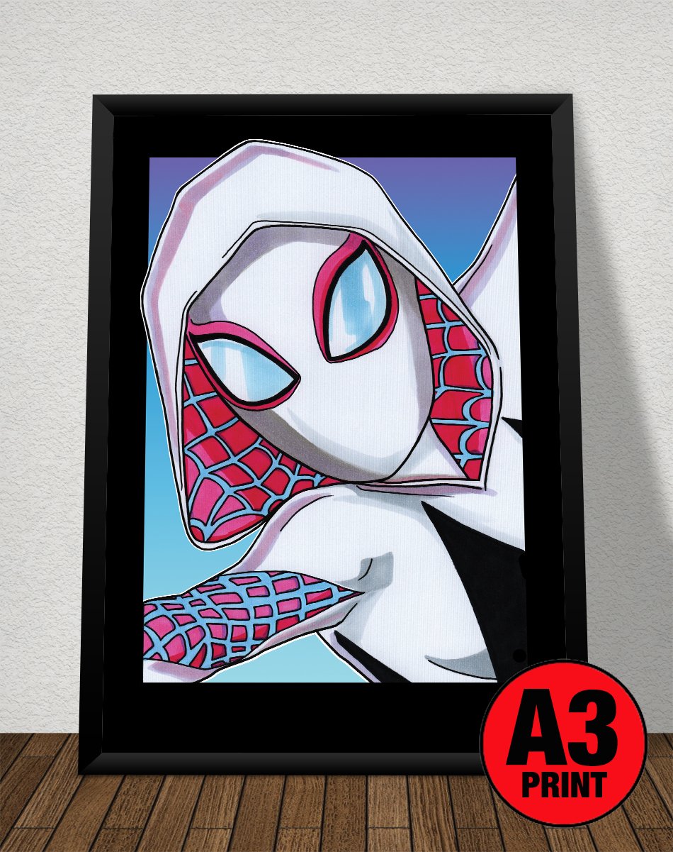 Movie Art 'Gwen Stacy Spider-Gwen' A3 (16" x 12") Signed Print Comic Style Illustration