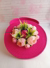 Image 4 of Cotton basket with flowers Pink