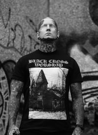Image 1 of BLACK CROSS WORSHIP - FOREST CHURCH T-SHIRT