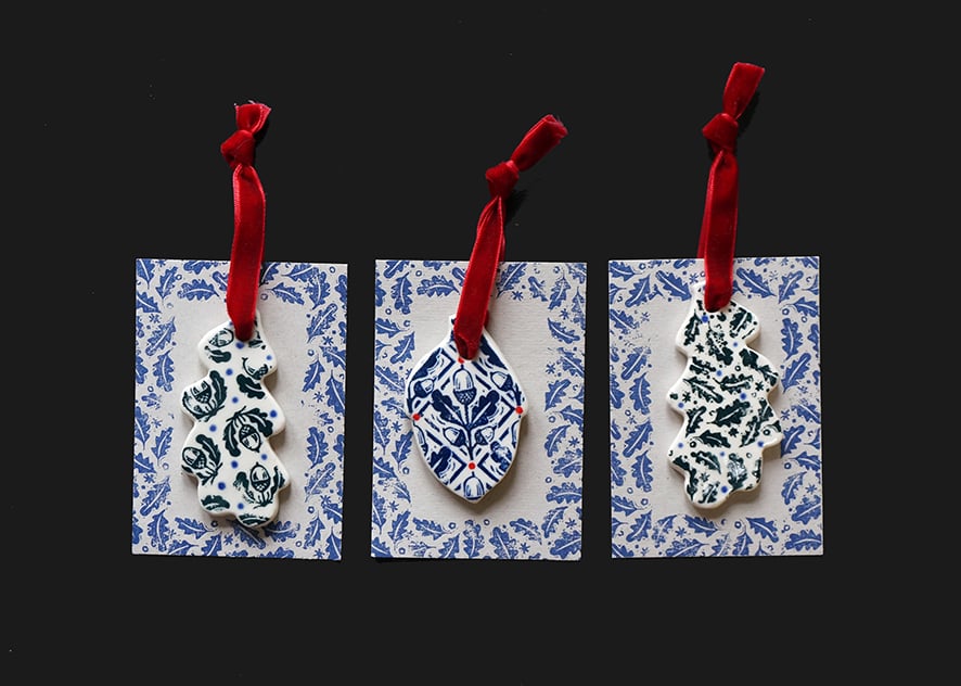 Image of Acorn + Leaf Porcelain Decorations - Collaboration 