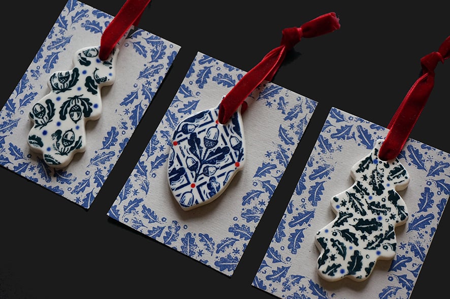 Image of Acorn + Leaf Porcelain Decorations - Collaboration 