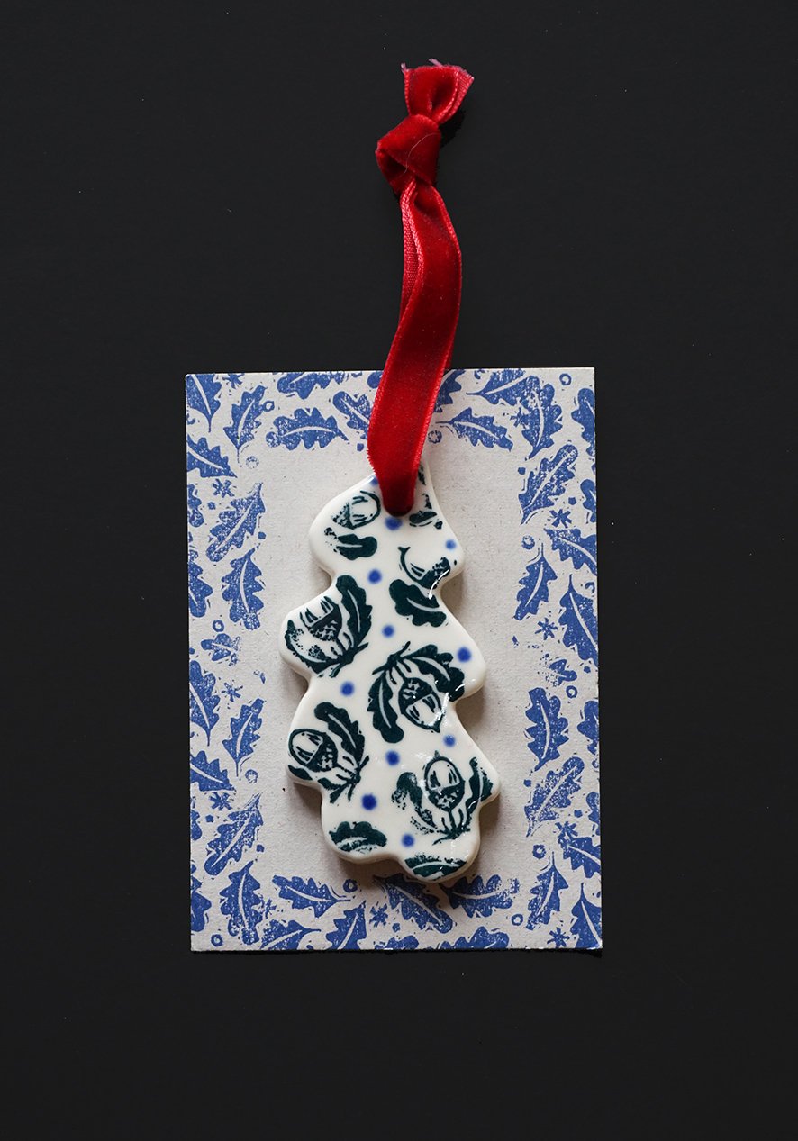 Image of Acorn + Leaf Porcelain Decorations - Collaboration