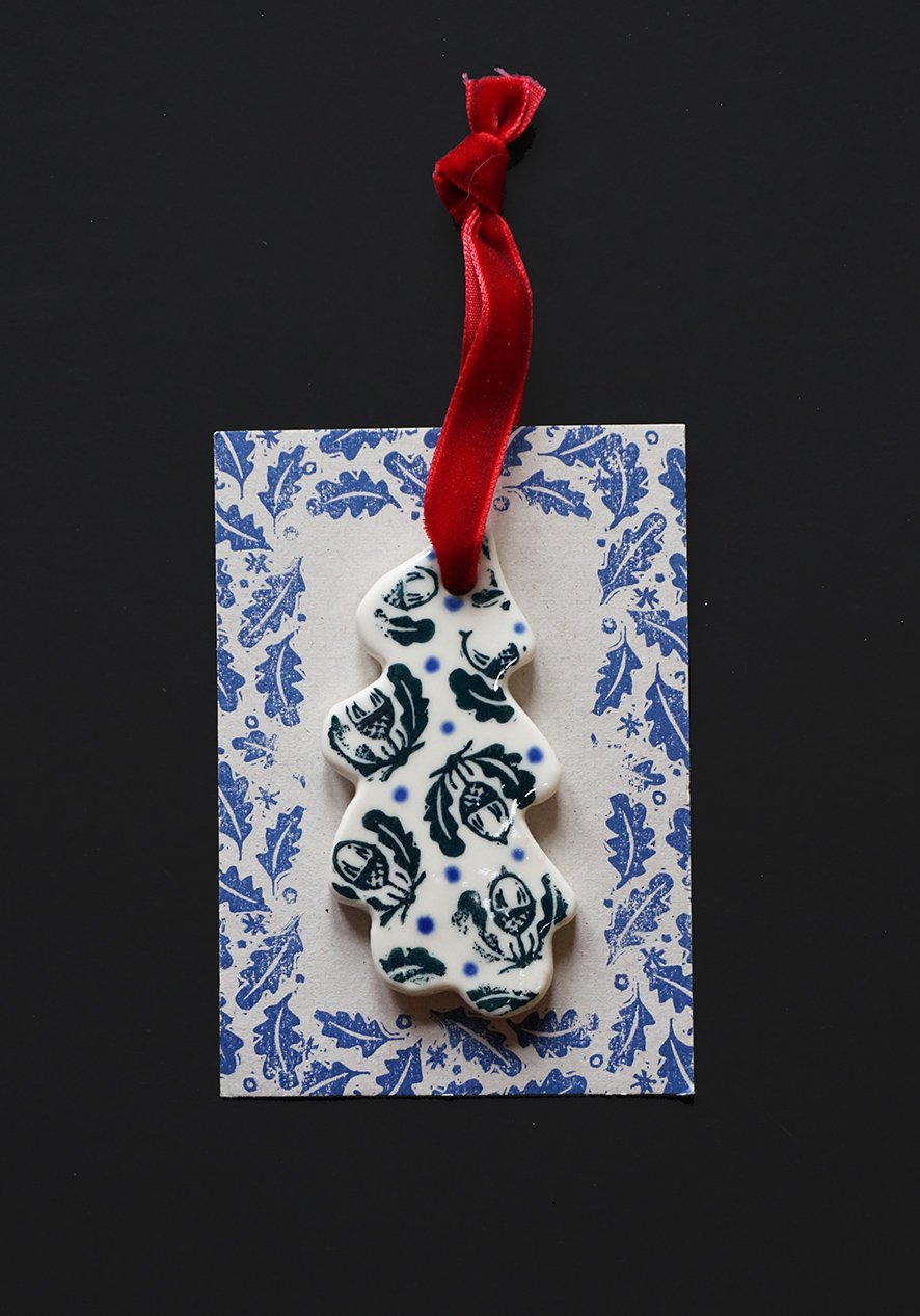 Image of Acorn + Leaf Porcelain Decorations - Collaboration 