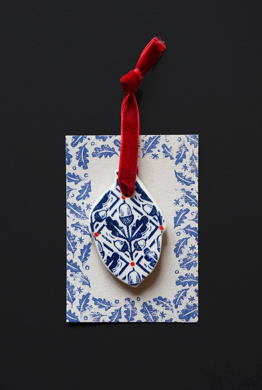 Image of Acorn + Leaf Porcelain Decorations - Collaboration 
