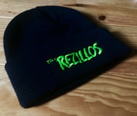 Beanie Hat. Embroidered with Lime Green REZILLOS Logo on black