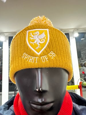 Image of Spirit of 58 Embroidered Beanie in Mustard/off white 