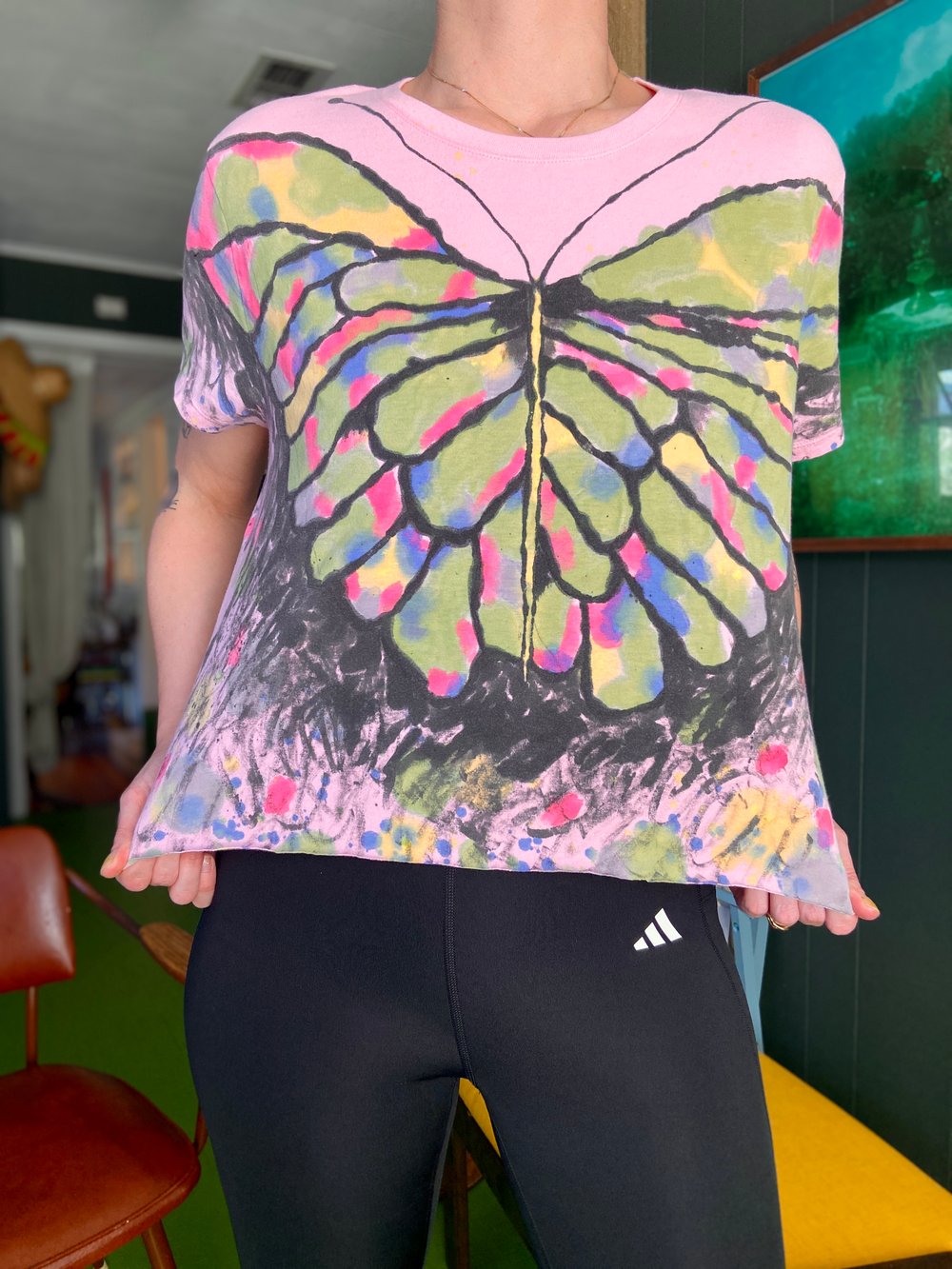 Pink and green butterfly (Women's L)