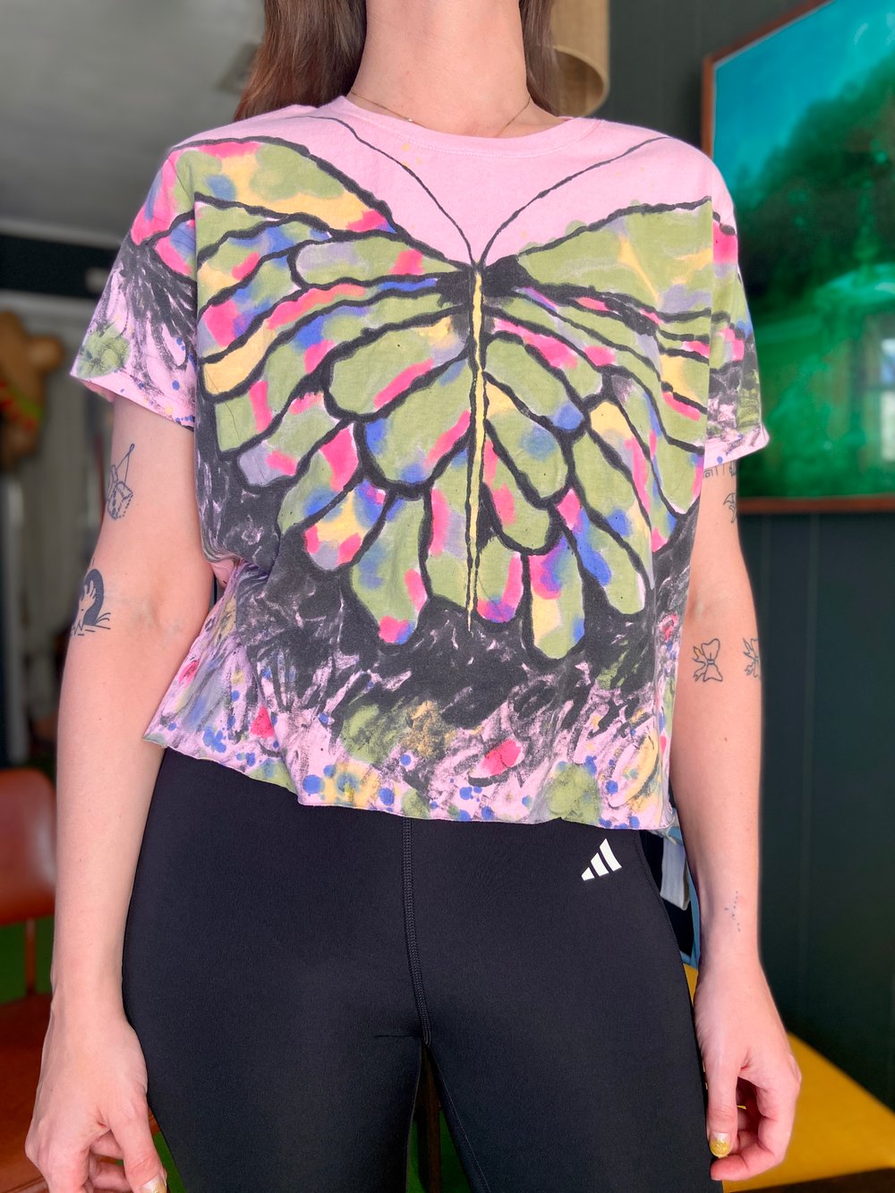 Pink and green butterfly (Women's L)