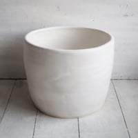 Image 4 of Utensil Holder in Rustic Modern Matte White Glaze, Ceramic Crock, Handmade in USA