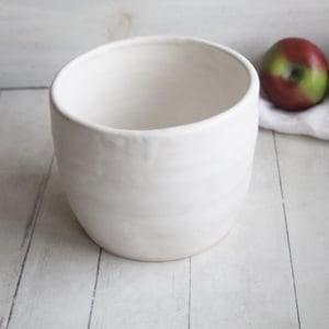 Image of Utensil Holder in Rustic Modern Matte White Glaze, Ceramic Crock, Handmade in USA